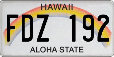 HI license plate FDZ192