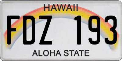 HI license plate FDZ193