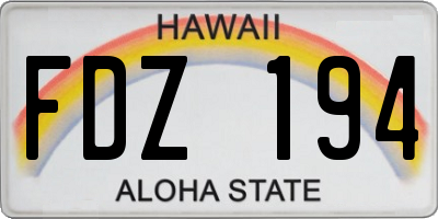 HI license plate FDZ194