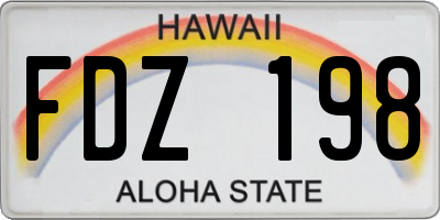 HI license plate FDZ198