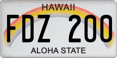 HI license plate FDZ200