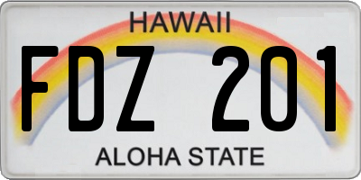 HI license plate FDZ201