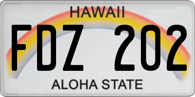 HI license plate FDZ202