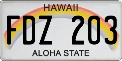 HI license plate FDZ203