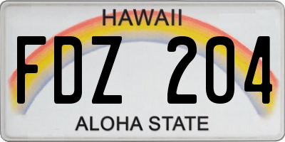 HI license plate FDZ204