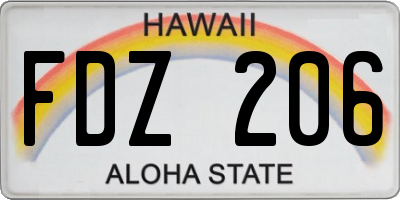 HI license plate FDZ206