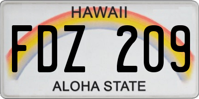 HI license plate FDZ209