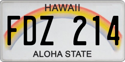 HI license plate FDZ214