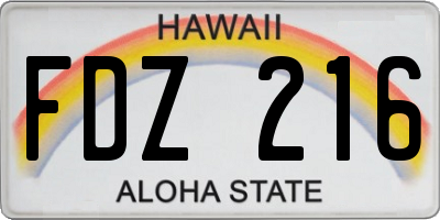 HI license plate FDZ216