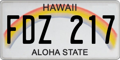 HI license plate FDZ217
