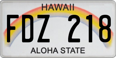 HI license plate FDZ218