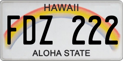 HI license plate FDZ222