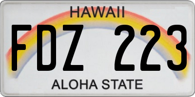 HI license plate FDZ223