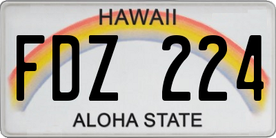 HI license plate FDZ224