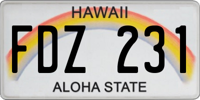 HI license plate FDZ231