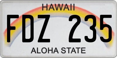 HI license plate FDZ235