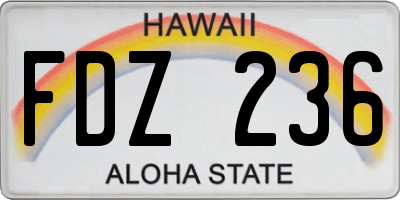 HI license plate FDZ236