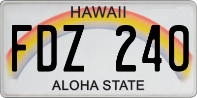 HI license plate FDZ240