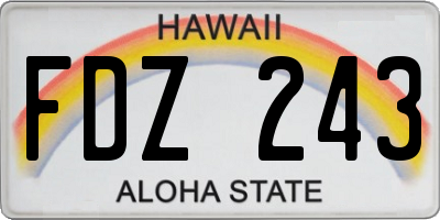 HI license plate FDZ243