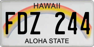 HI license plate FDZ244