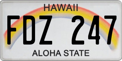 HI license plate FDZ247