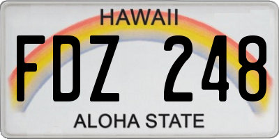 HI license plate FDZ248