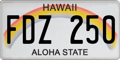 HI license plate FDZ250