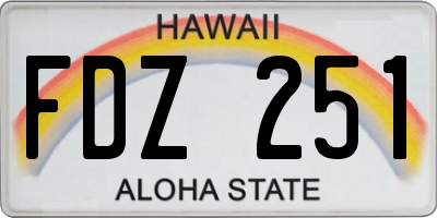 HI license plate FDZ251