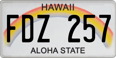 HI license plate FDZ257