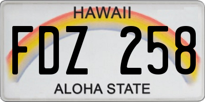 HI license plate FDZ258