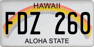 HI license plate FDZ260