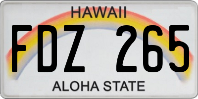 HI license plate FDZ265