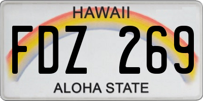 HI license plate FDZ269