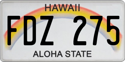 HI license plate FDZ275
