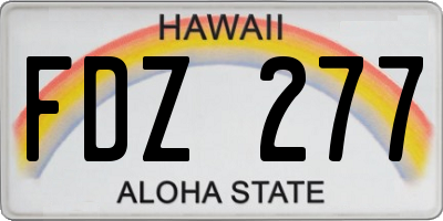 HI license plate FDZ277