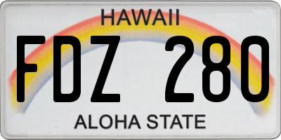 HI license plate FDZ280