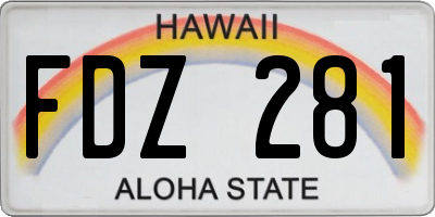 HI license plate FDZ281
