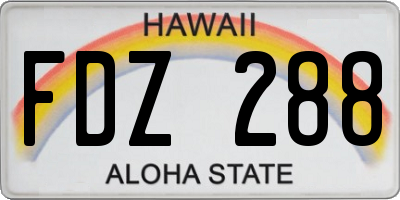 HI license plate FDZ288