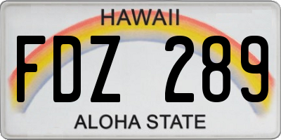 HI license plate FDZ289