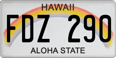 HI license plate FDZ290
