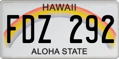 HI license plate FDZ292