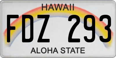 HI license plate FDZ293