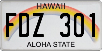 HI license plate FDZ301