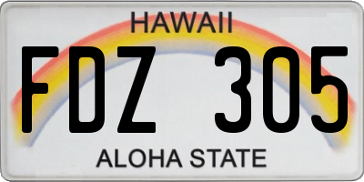 HI license plate FDZ305