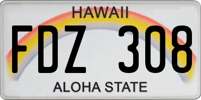HI license plate FDZ308
