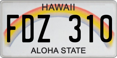 HI license plate FDZ310