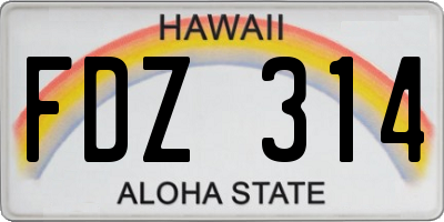 HI license plate FDZ314