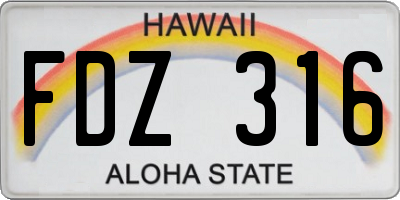 HI license plate FDZ316