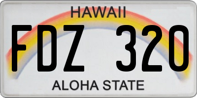 HI license plate FDZ320