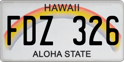 HI license plate FDZ326